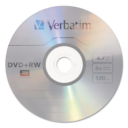 Image of DVD+RW Rewritable Disc, 4.7 GB, 4x, Spindle, Silver, 30/Pack