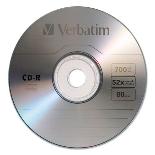 Image of CD-R Recordable Disc, 700 MB/80min, 52x, Spindle, Silver, 50/Pack