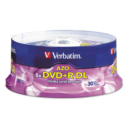 Dual-layer dvd+r discs, 8.5gb, 8x, spindle, 30/pk, silver, sold as 1 package