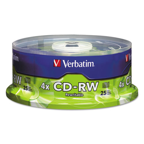 Verbatim - cd-rw discs, 700mb/80min, 4x, spindle, matte silver, 25/pack, sold as 1 pk