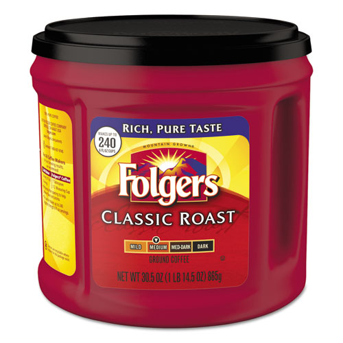 Folgers® Coffee, Classic Roast, Ground, 30.5 oz Canister, 6/Carton