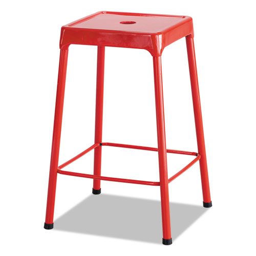 COUNTER-HEIGHT STEEL STOOL, 25" SEAT HEIGHT, SUPPORTS UP TO 250 LBS., RED SEAT/RED BACK, RED BASE