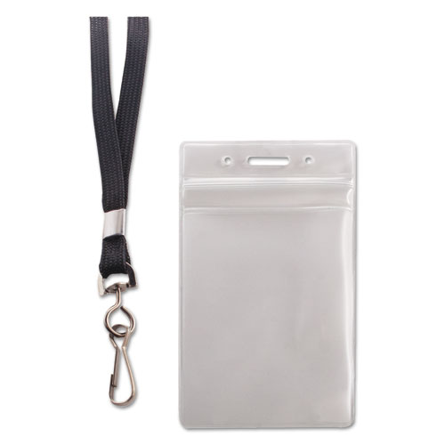 ID / Badge Holder with Lanyard - Clear Plastic - 2 x 3 5/8