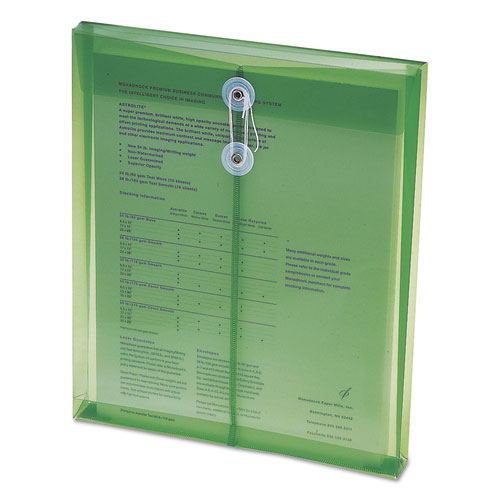 Poly String & Button Interoffice Envelopes, String & Button Closure, 9.75 x 11.63, Transparent Green, 5/Pack