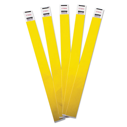 Crowd Management Wristbands, Sequentially Numbered, 9 3/4 x 3/4, Yellow, 500/PK | by Plexsupply