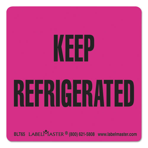 WAREHOUSE SELF-ADHESIVE LABELS, KEEP REFRIGERATED, 3 X 3, BLACK/PINK, 500/ROLL