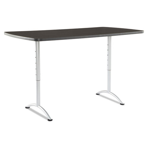 Arc Sit-To-Stand Tables, Rectangular Top, 36w X 72d X 30-42h, Gray Walnut/silver