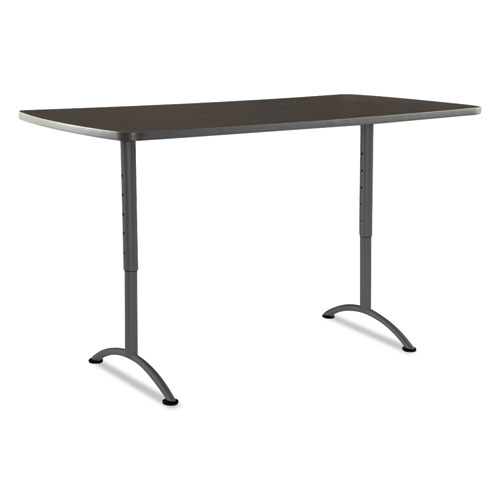 ARC Adjustable-Height Table, Rectangular, 36" x 72" x 30" to 42", Walnut Top, Gray Base