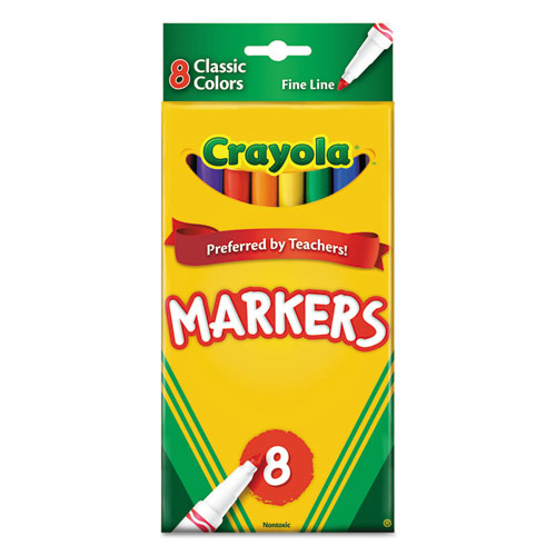 Crayola® Non-Washable Marker, Fine Bullet Tip, Assorted Classic Colors, 8/Pack