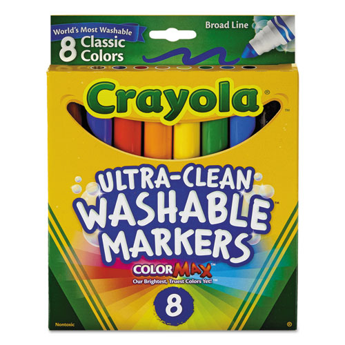 ULTRA-CLEAN WASHABLE MARKERS, BROAD BULLET TIP, CLASSIC COLORS, 8/PACK