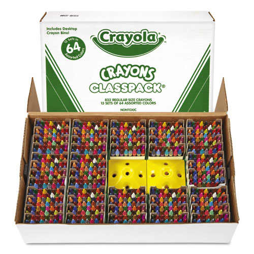 Classpack Regular Crayons, Assorted, 13 Caddies, 832/Box