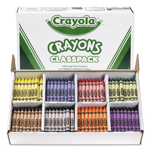 Classpack Large Size Crayons, 50 Each of 8 Colors, 400/Box | by Plexsupply