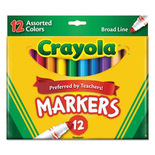 Image of Non-Washable Marker, Broad Bullet Tip, Assorted Classic Colors, Dozen