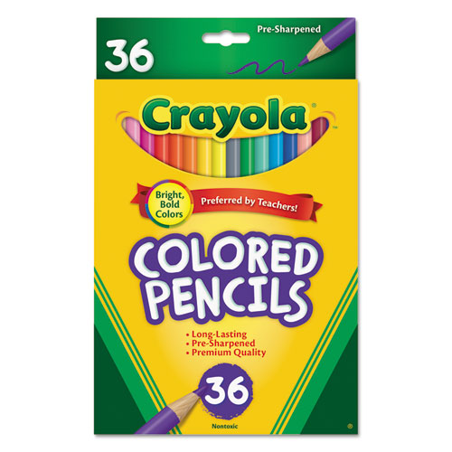 Crayola® Short-Length Colored Pencil Set, 3.3 mm, 2B, Assorted Lead and Barrel Colors, 36/Pack