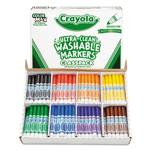 Crayola® Washable Classpack Markers, Broad Point, Assorted, 200/Box