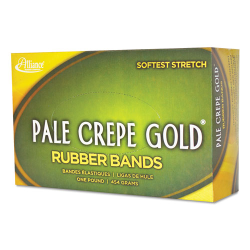 Image of Pale Crepe Gold Rubber Bands, Size 19, 0.04" Gauge, Golden Crepe, 1 lb Box, 1,890/Box