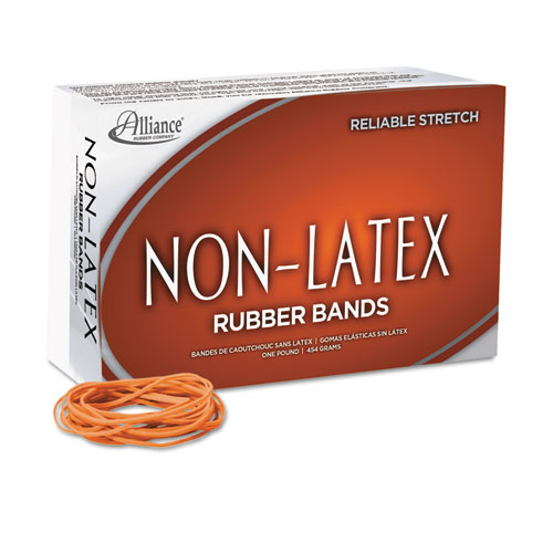 Image of Non-Latex Rubber Bands, Size 19, 0.04" Gauge, Orange, 1 lb Box, 1,440/Box