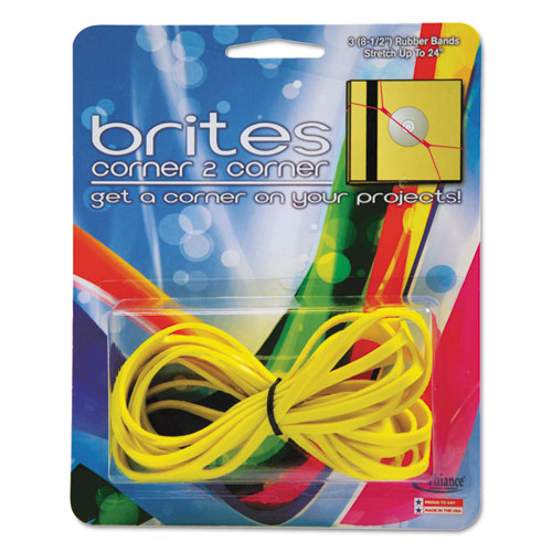 Brites Corner-To-Corner Rubber Bands, 0.63" x 8.5", 2180 psi Max Elasticity, Yellow, 3/Pack