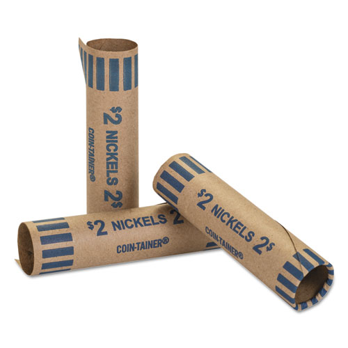 Preformed Tubular Coin Wrappers, Nickels, $2, 1000 Wrappers/Box | by Plexsupply