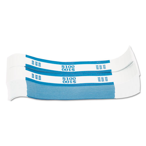 Currency Straps, Blue, $100 in Dollar Bills, 1000 Bands/Pack | by Plexsupply