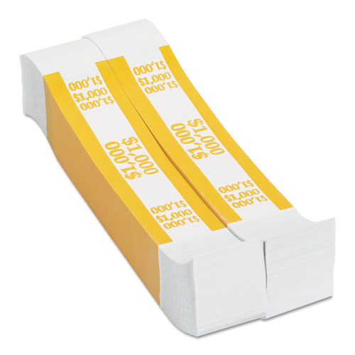 Image of Pap-R Products Currency Straps, Yellow, $1,000 In $10 Bills, 1000 Bands/Pack