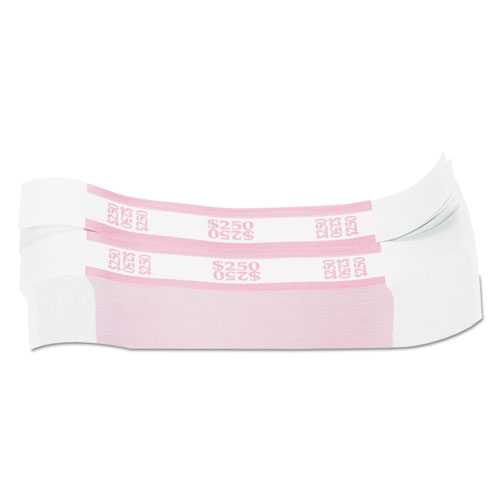 Currency Straps, Pink, $250 in Dollar Bills, 1000 Bands/Pack | by Plexsupply