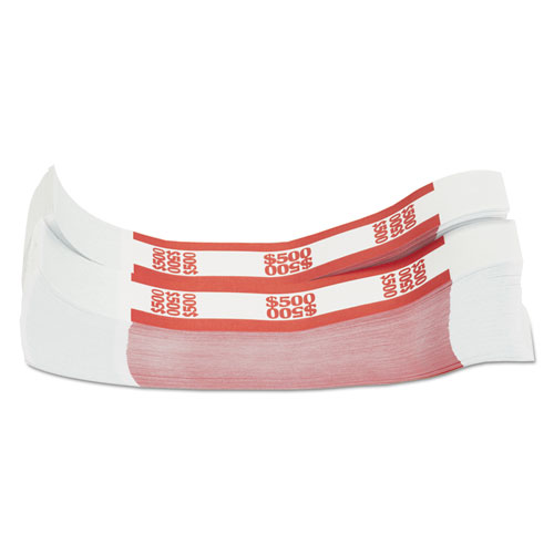 Currency Straps, Red, $500 in $5 Bills, 1000 Bands/Pack