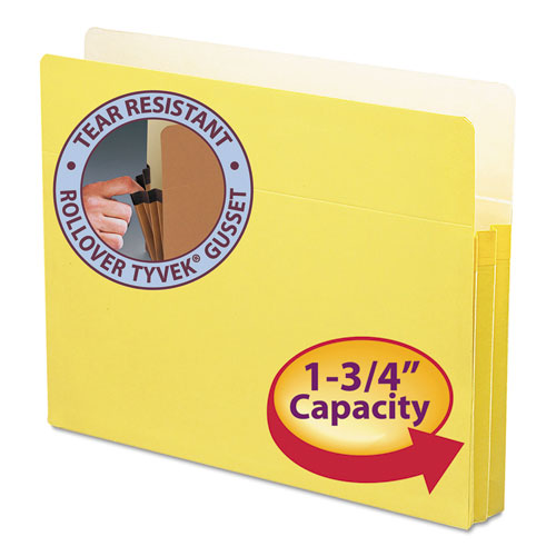 COLORED FILE POCKETS, 1.75" EXPANSION, LETTER SIZE, YELLOW