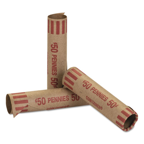 Preformed Tubular Coin Wrappers, Pennies, $.50, 1000 Wrappers/Box | by Plexsupply
