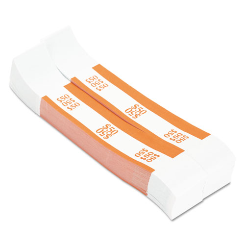 Image of Pap-R Products Currency Straps, Orange, $50 In Dollar Bills, 1000 Bands/Pack