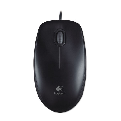 B100 Optical USB Mouse, USB 2.0, Left/Right Hand Use, Black