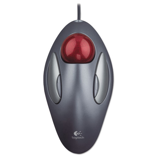 TRACKMAN MARBLE MOUSE, USB 1.0, LEFT/RIGHT HAND USE, GRAY/RED