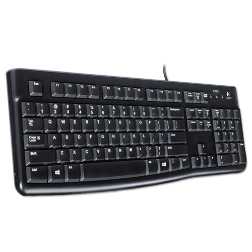 K120 Ergonomic Desktop Wired Keyboard, USB, Black | by Plexsupply