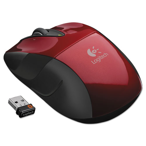 M525 Wireless Mouse, 2.4 GHz Frequency/33 ft Wireless Range, Left/Right Hand Use, Red