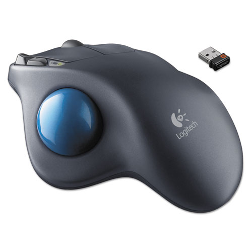 M570 Wireless Trackball, 2.4 GHz Frequency/30 ft Wireless Range, Right Hand Use, Black/Blue
