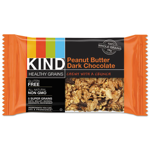 Healthy Grains Bar, Peanut Butter Dark Chocolate, 1.2 oz, 12/Box