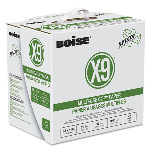 Boise® X-9 SPLOX Multi-Use Copy Paper, 3-Hole, 92 Bright, 20lb, 8.5x11, White, 2500/CT