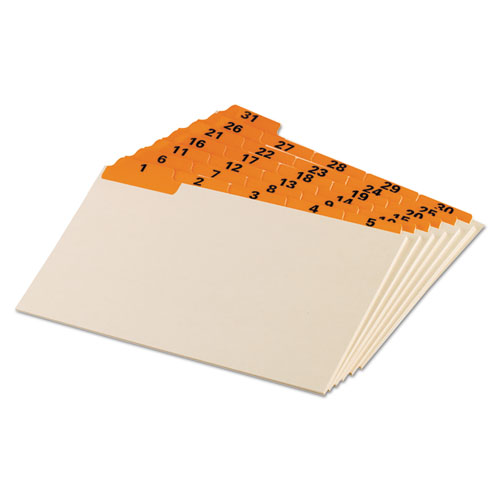 Laminated Tab Index Card Guides, Daily, 1/5 Tab, Manila, 5 x 8, 31/Set | by Plexsupply