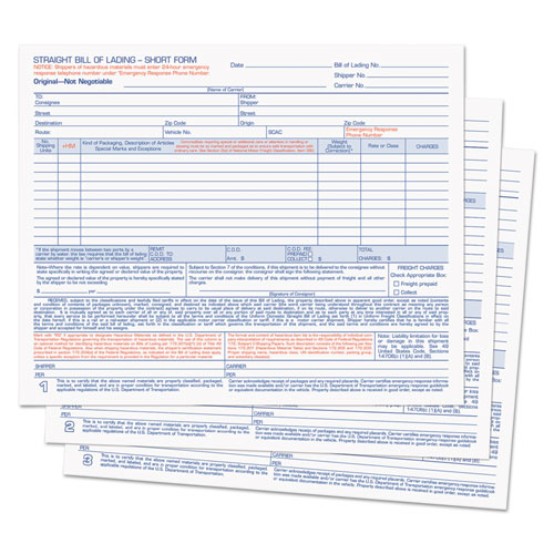 Image of Tops™ Hazardous Material Short Form, Three-Part Carbonless, 7 X 8.5, 50 Forms Total