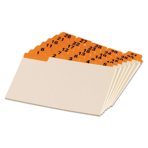 Laminated Tab Index Card Guides, Daily, 1/5 Tab, Manila, 4 x 6, 31/Set | by Plexsupply