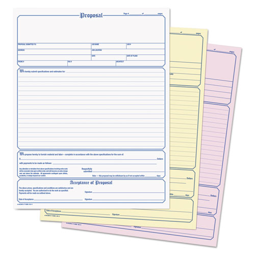 Image of Adams® Contractor Proposal Form, Three-Part Carbonless, 8.5 X 11.44, 50 Forms Total