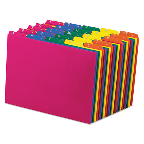Poly Top Tab File Guides, 1/5-Cut Top Tab, A to Z, 8.5 x 11, Assorted Colors, 25/Set