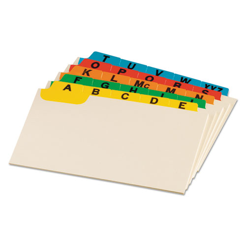 Laminated Index Card Guides, Alpha, 1/5 Tab, Manila, 3 x 5, 25/Set | by Plexsupply