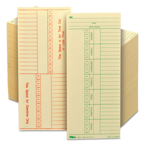 Image of Tops™ Time Clock Cards, Replacement For K14-15, Two Sides, 3.38 X 8.25, 500/Box