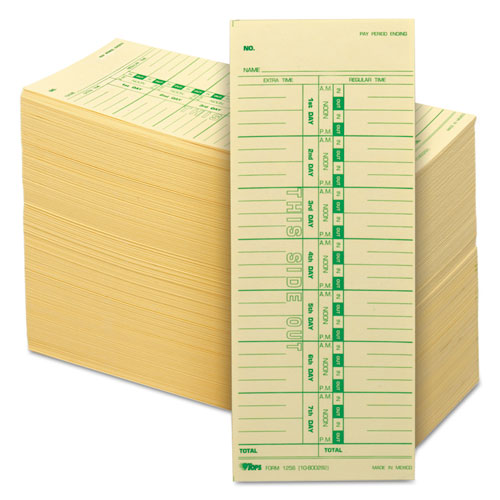 Image of Tops™ Time Clock Cards, Replacement For 10-800292, One Side, 3.5 X 9, 500/Box