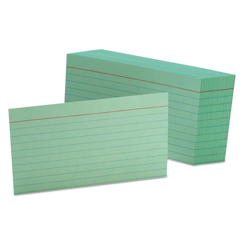Ruled Index Cards, 3 x 5, Green, 100/Pack | by Plexsupply