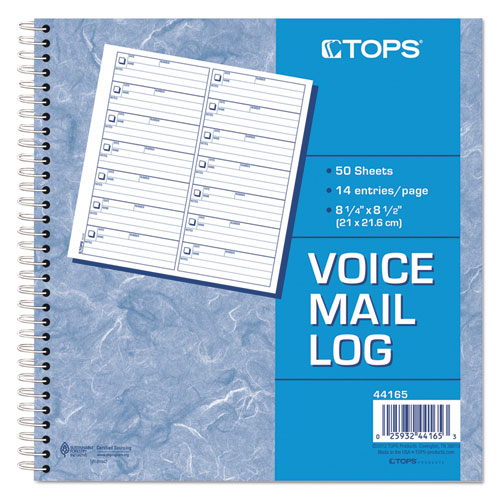 Image of Tops™ Voice Mail Message Book, One-Part (No Copies), 4 X 1.14, 14 Forms/Sheet, 1,400 Forms Total