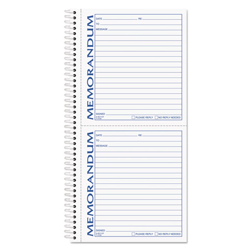Memorandum Book, Two-Part Carbonless, 5 x 5.5, 2/Page, 100 Forms