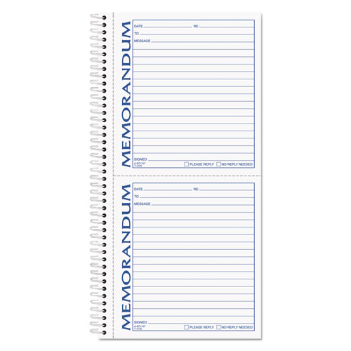 TOPS™ Memorandum Book, Two-Part Carbonless, 5.5 x 5, 2 Forms/Sheet, 100 Forms Total