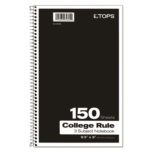 Coil-Lock Wirebound Notebooks, 3-Subject, Medium/College Rule, Randomly Assorted Cover Color, (150) 9.5 x 6 Sheets